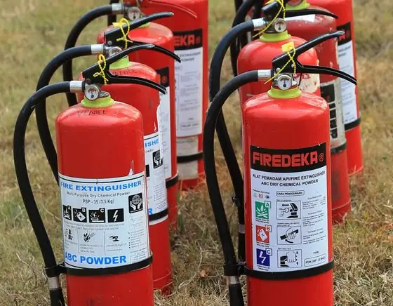 Fire extinguishers ready for training