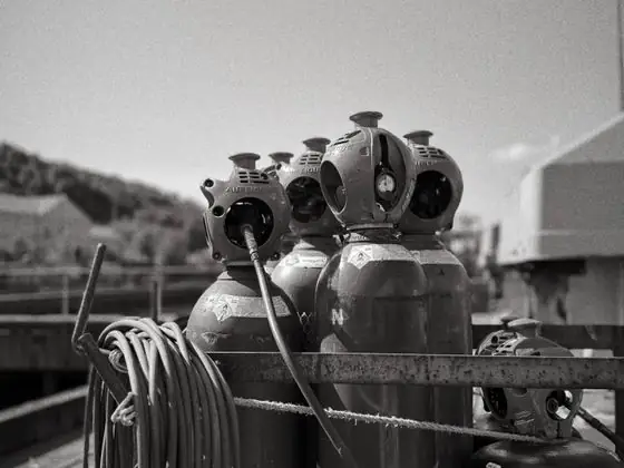Industrial gas cylinders on site