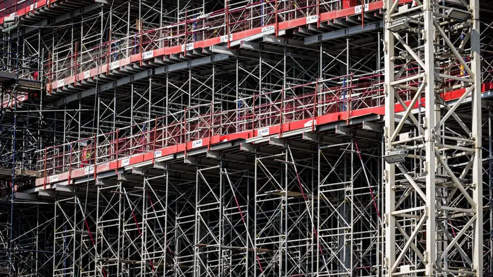 Steel scaffolding on a building site