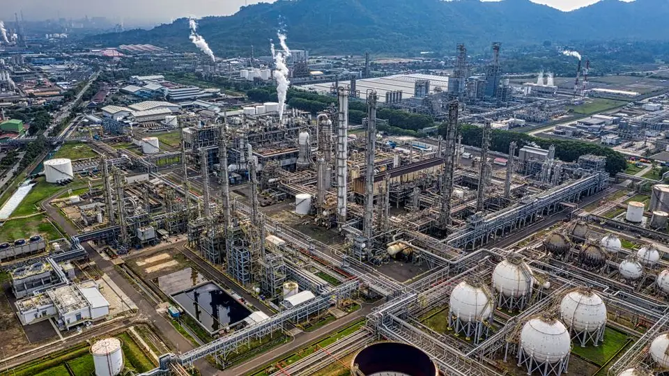 Aerial view of an oil refinery